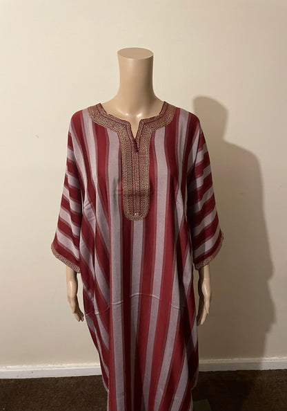 Red Striped Men’s Moroccan Thobe (Jabaddor)