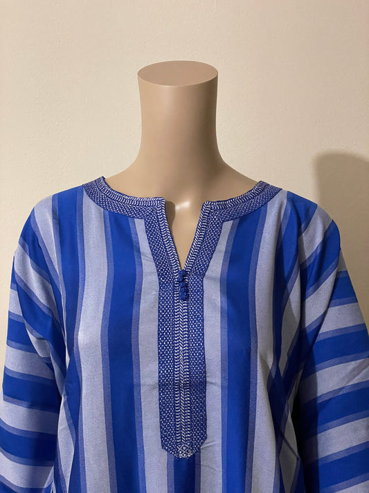 Blue Striped Men's Moroccan Thobe (Jabaddor)