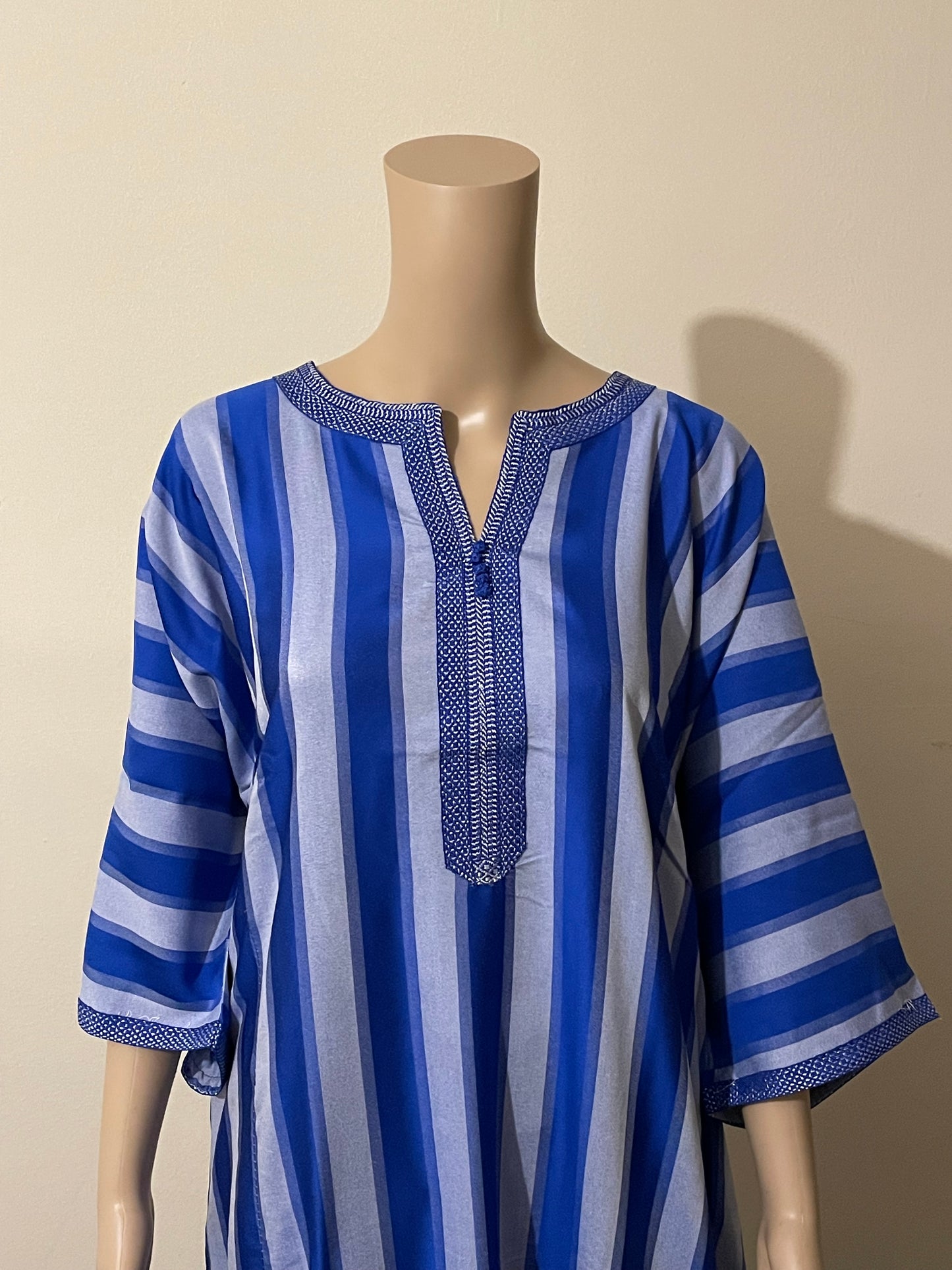 Blue Striped Men's Moroccan Thobe (Jabaddor)