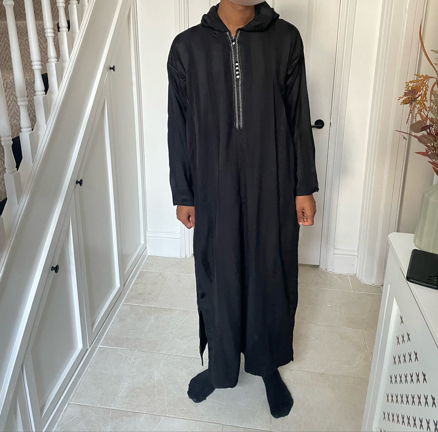 Hooded Black Men's Moroccan Thobe