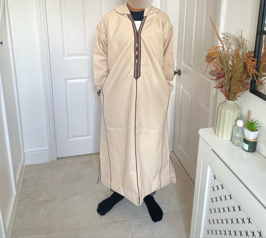 Light Cream Cashmere Winter Men’s Moroccan Thobe