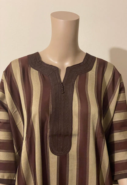 Striped Brown Men's Moroccan Thobe (Jabaddor)