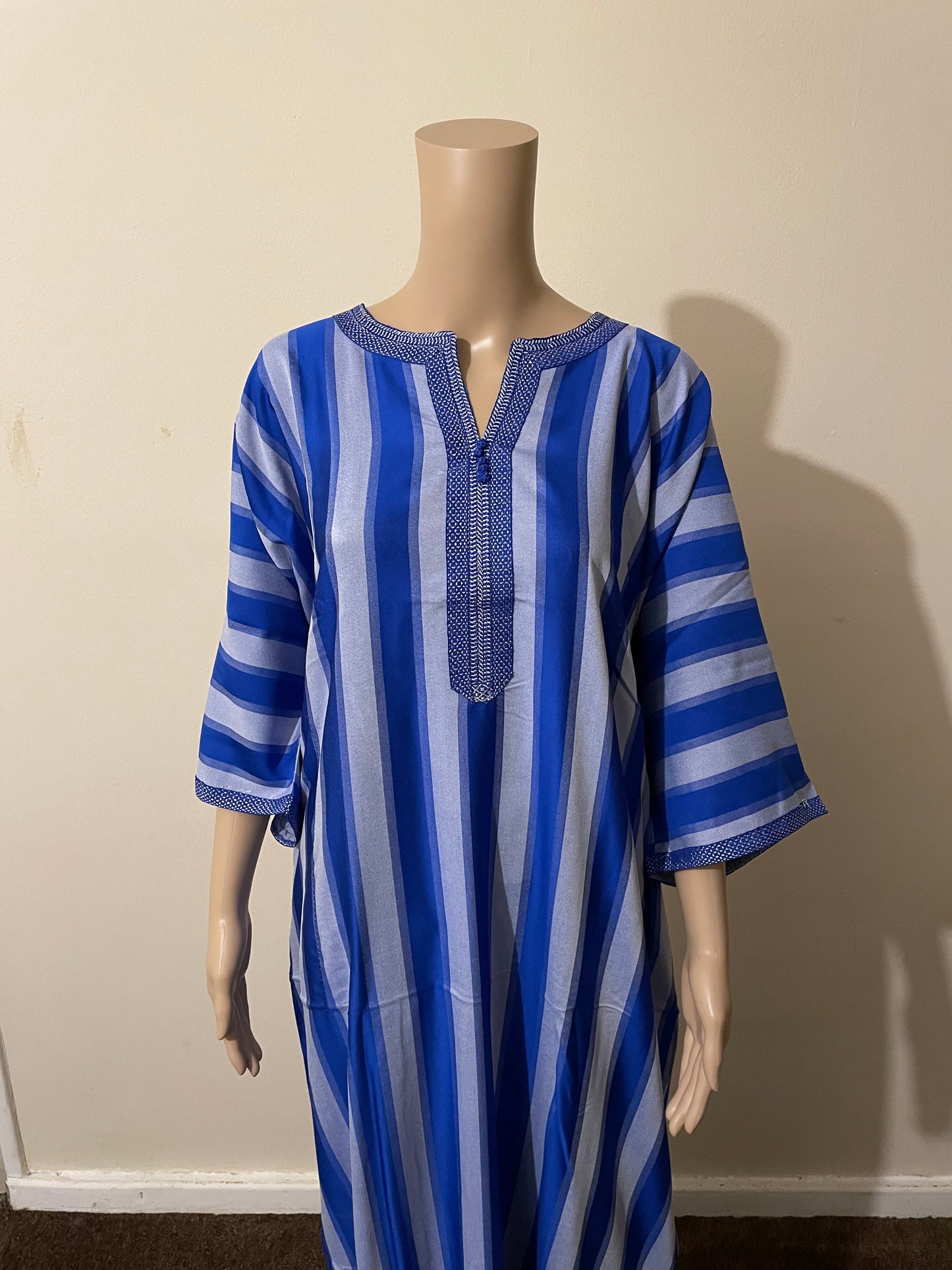 Blue Striped Men's Moroccan Thobe (Jabaddor)