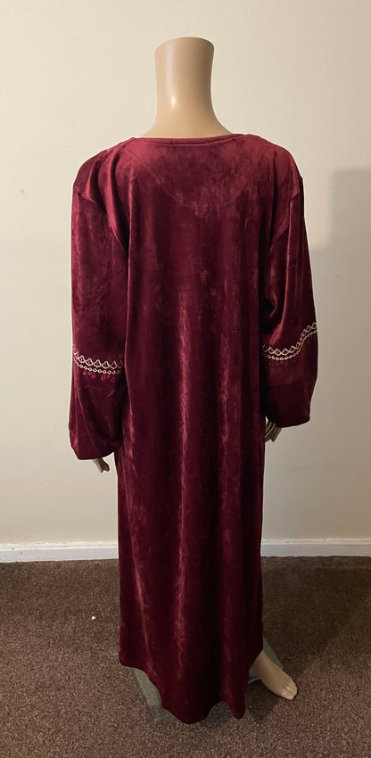 Burgundy Velvet Moroccan Dress