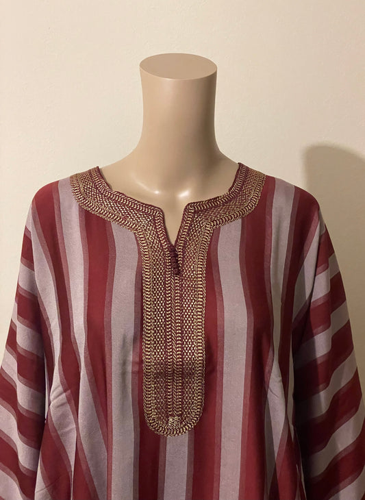 Red Striped Men’s Moroccan Thobe (Jabaddor)